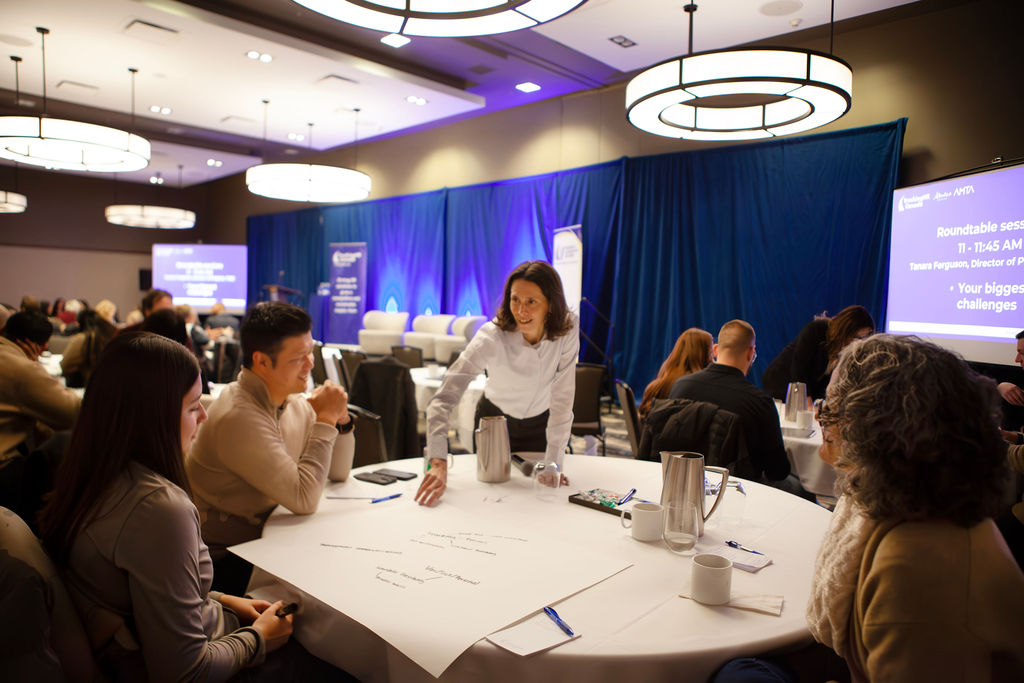 group at table talking